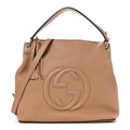 Pebbled Calfskin Large Soho Hobo Camelia