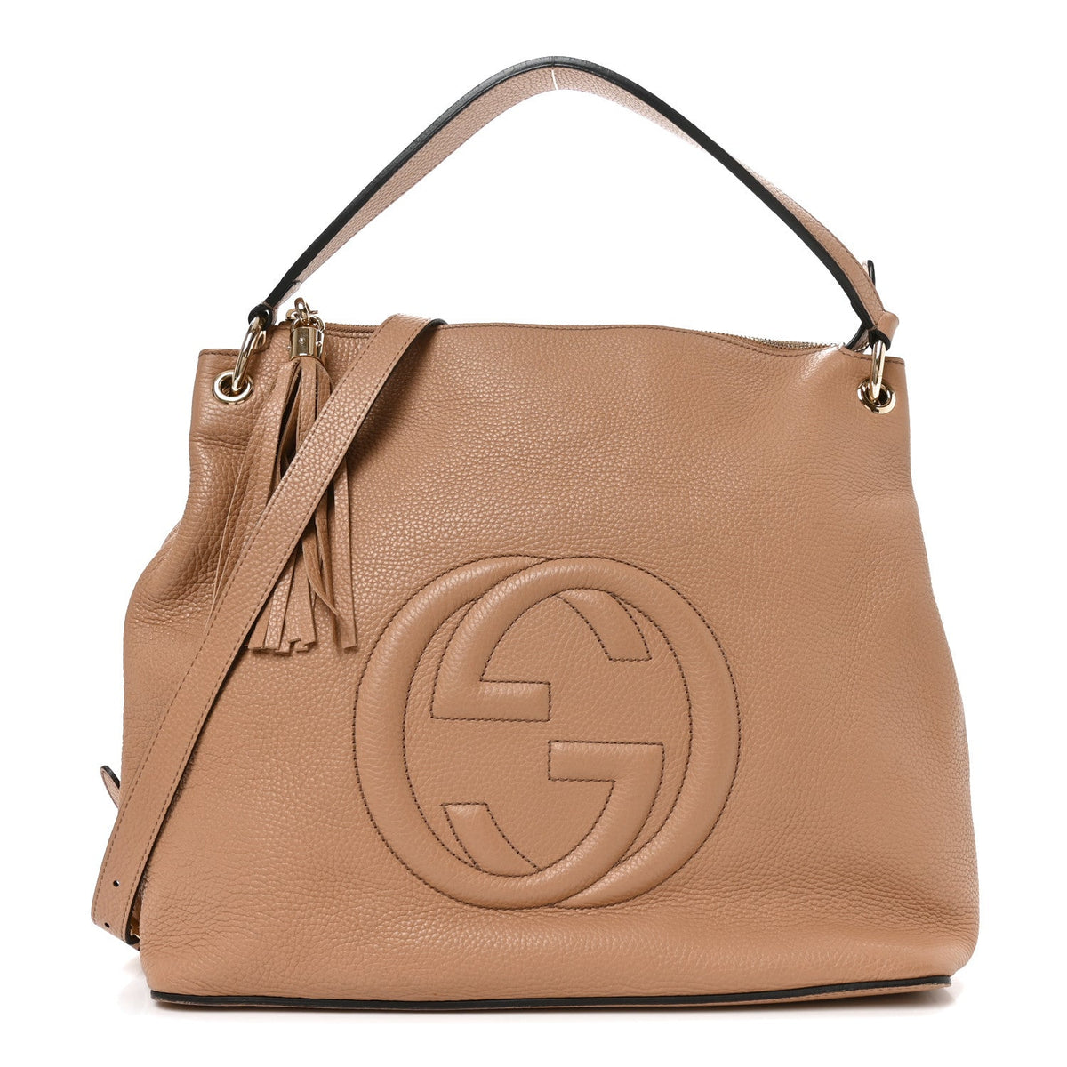 Pebbled Calfskin Large Soho Hobo Camelia