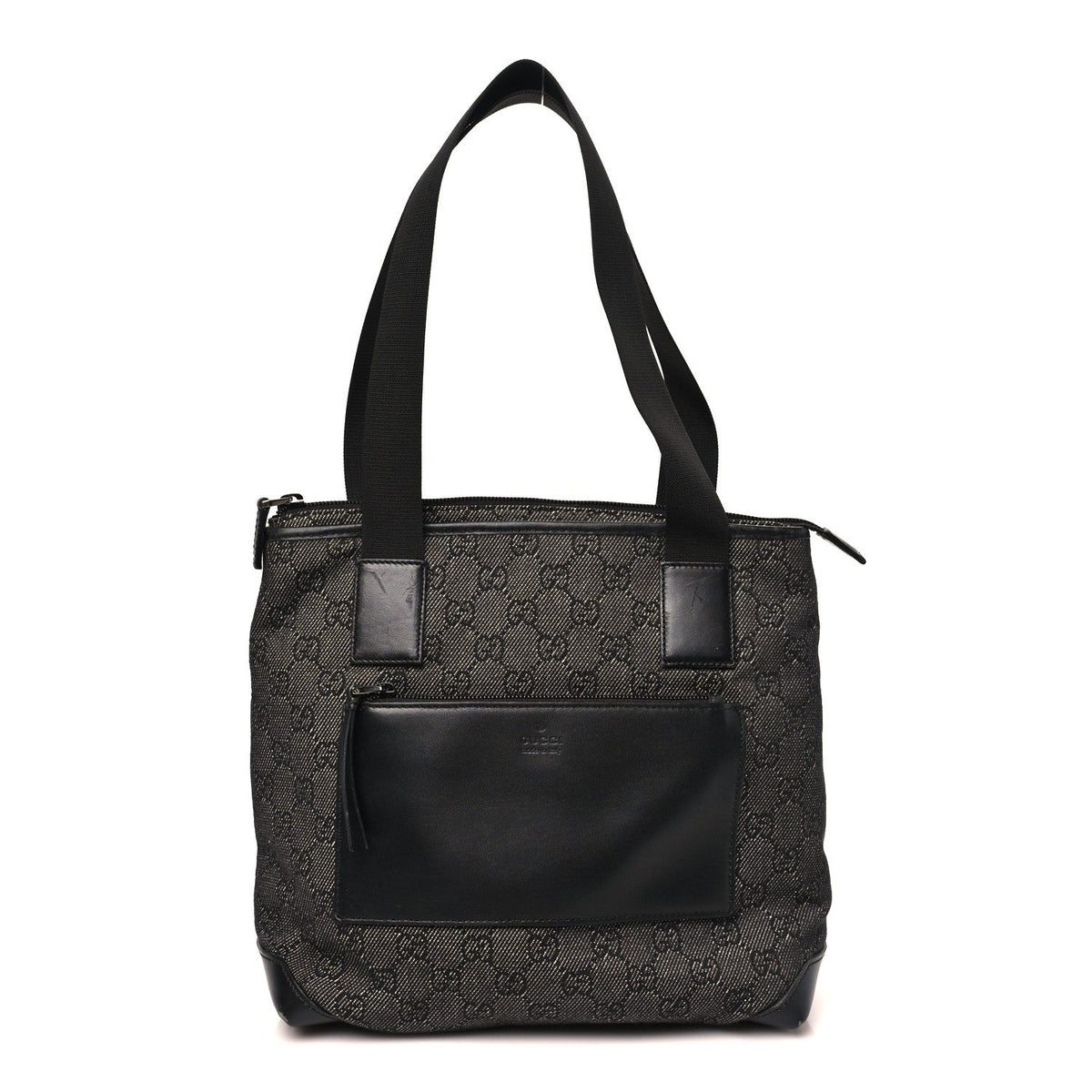 Denim Monogram Tote Bag Black