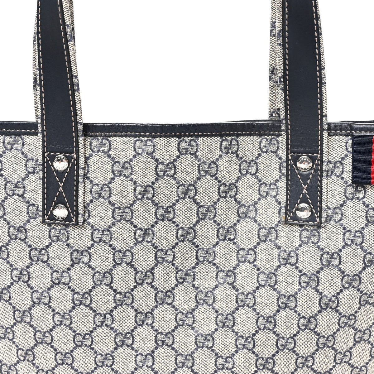 GG Plus Monogram Medium Signature Web Loop Tote Navy