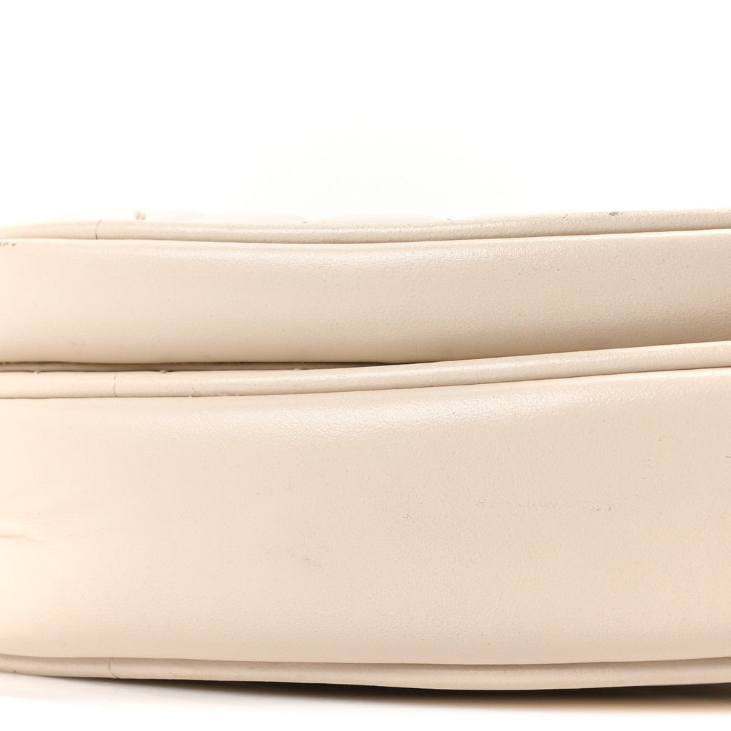 Calfskin Matelasse Diagonal Mini Interlocking G Heart Shoulder Bag Mystic White