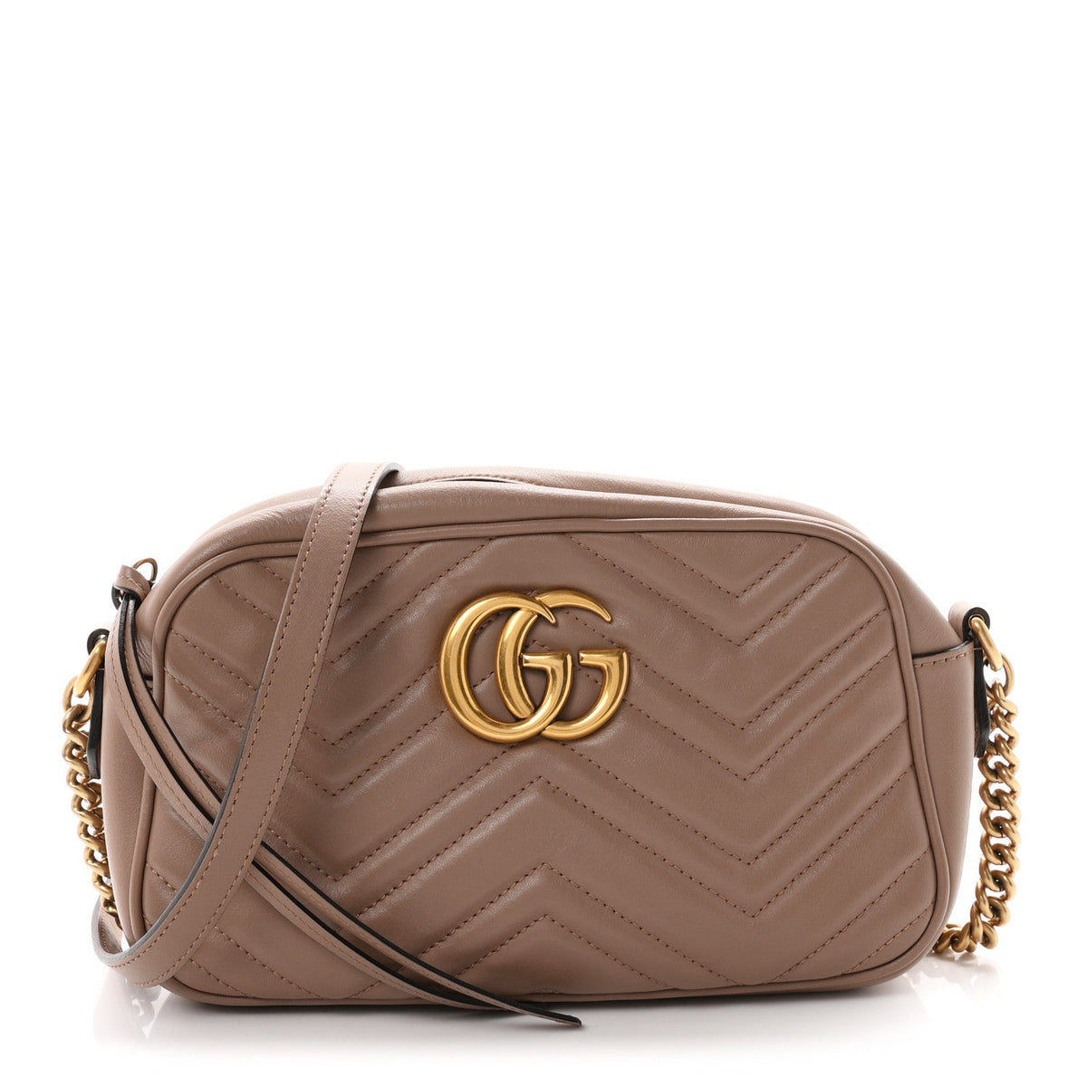 Calfskin Matelasse Small GG Marmont Chain Shoulder Bag Porcelain Rose