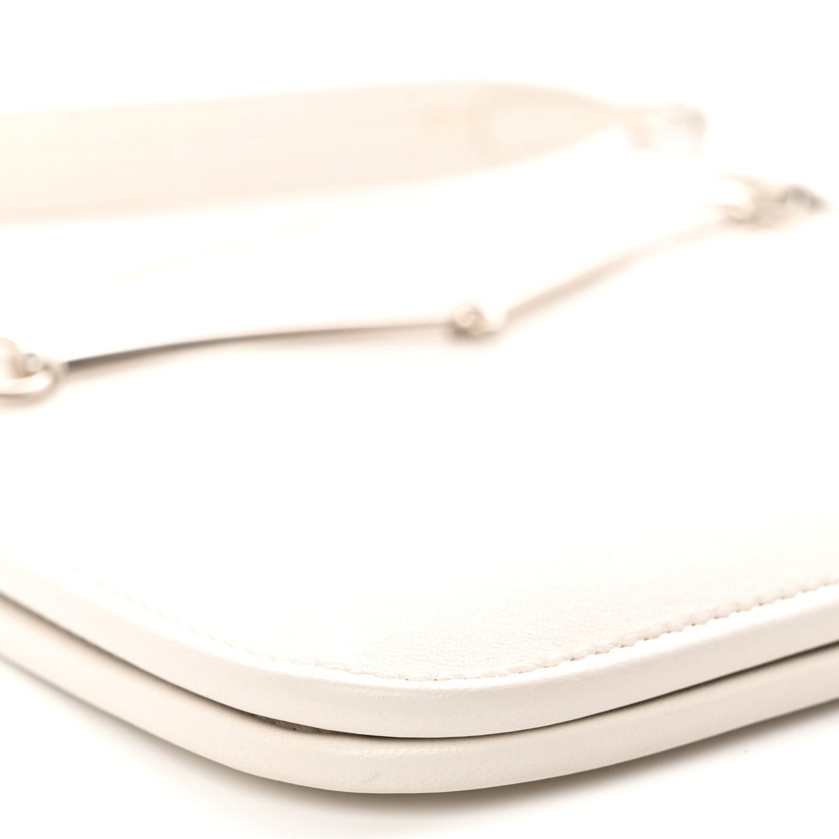 Calfskin Horsebit Slim Shoulder Bag White