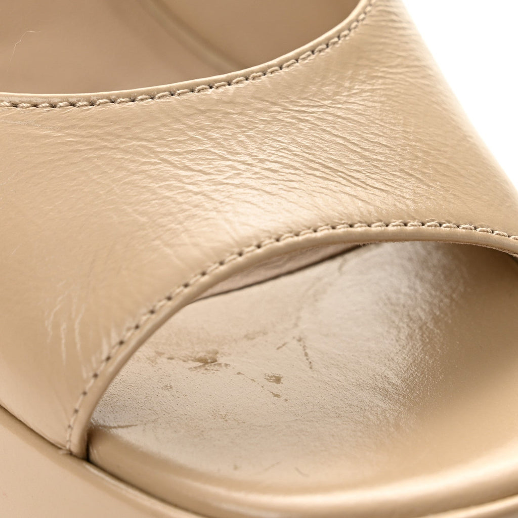 Calfskin CC Platform Sandals 37 Light Beige