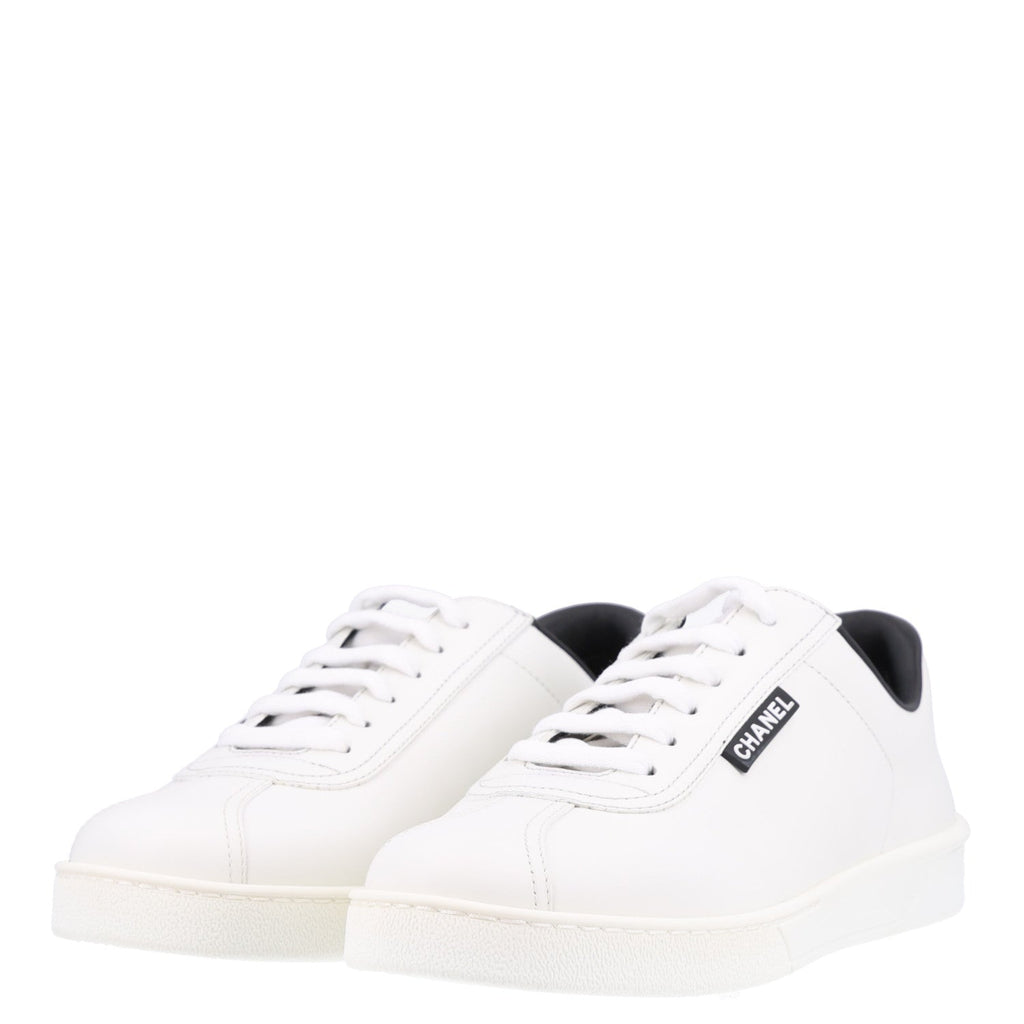 Calfskin CC Womens Sneakers 37.5 White