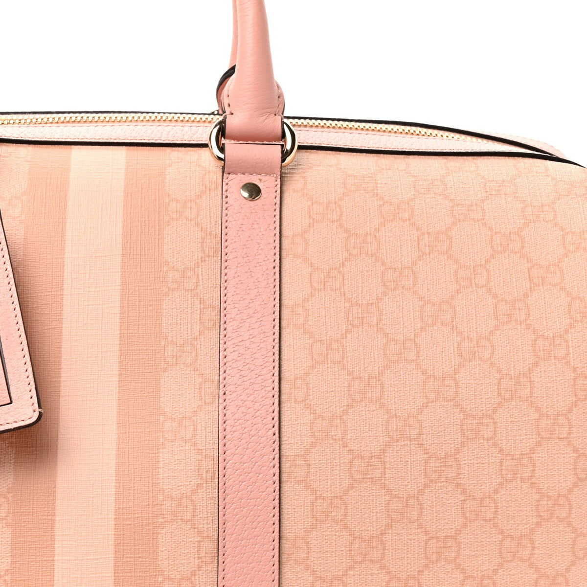GG Supreme Monogram Textured Dollar Calfskin Web Medium Savoy Duffle Bag Rose Pink