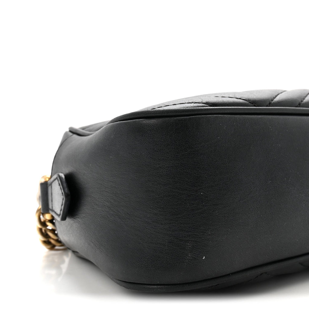 Calfskin Matelasse Small GG Marmont Chain Shoulder Bag Black