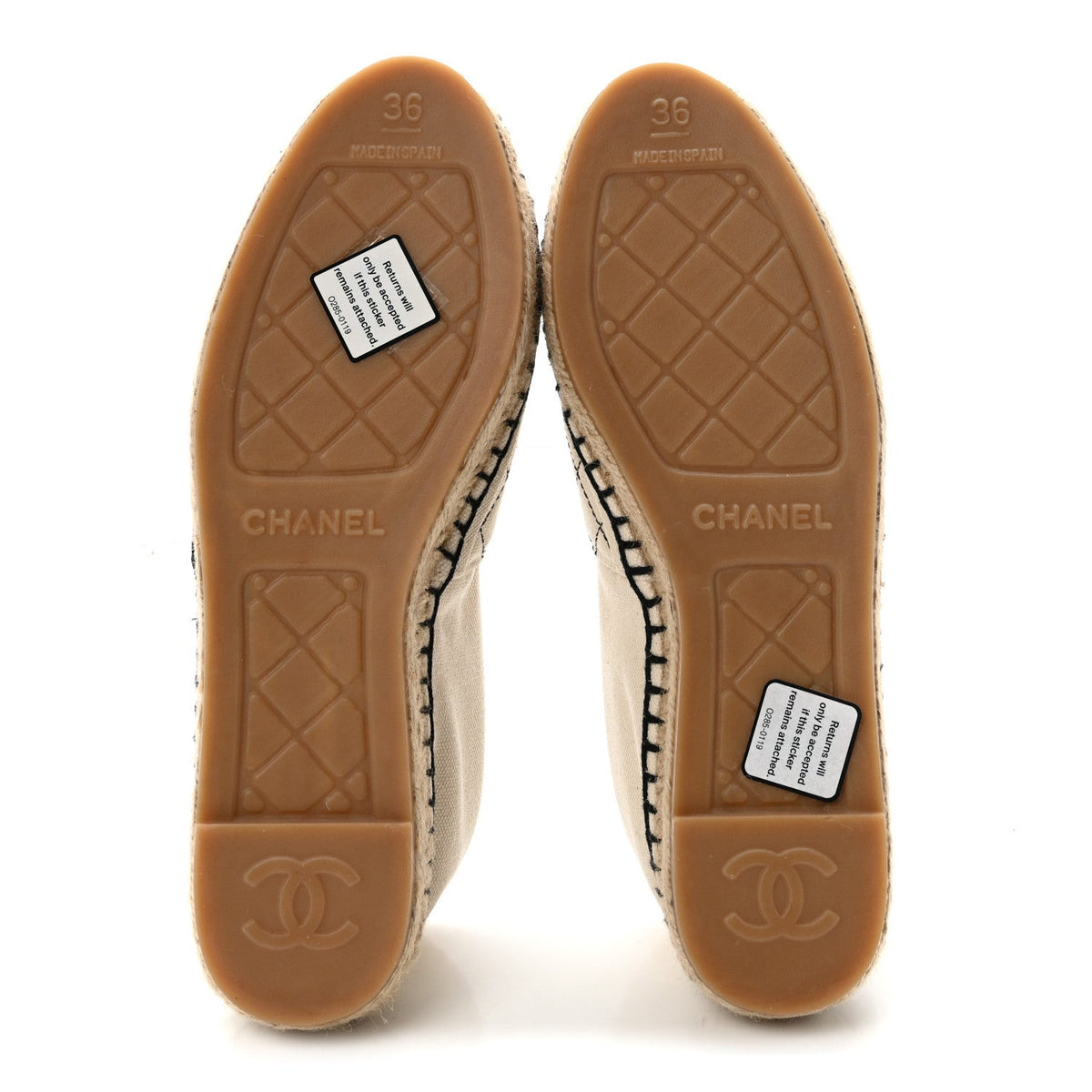 Fabric Biarritz CC Espadrilles 36 Beige Black