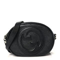 Sakai Be Green Calfskin Diagonal Stitched Mini Blondie Shoulder Bag Black