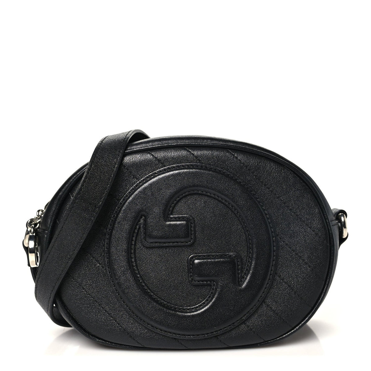 Sakai Be Green Calfskin Diagonal Stitched Mini Blondie Shoulder Bag Black
