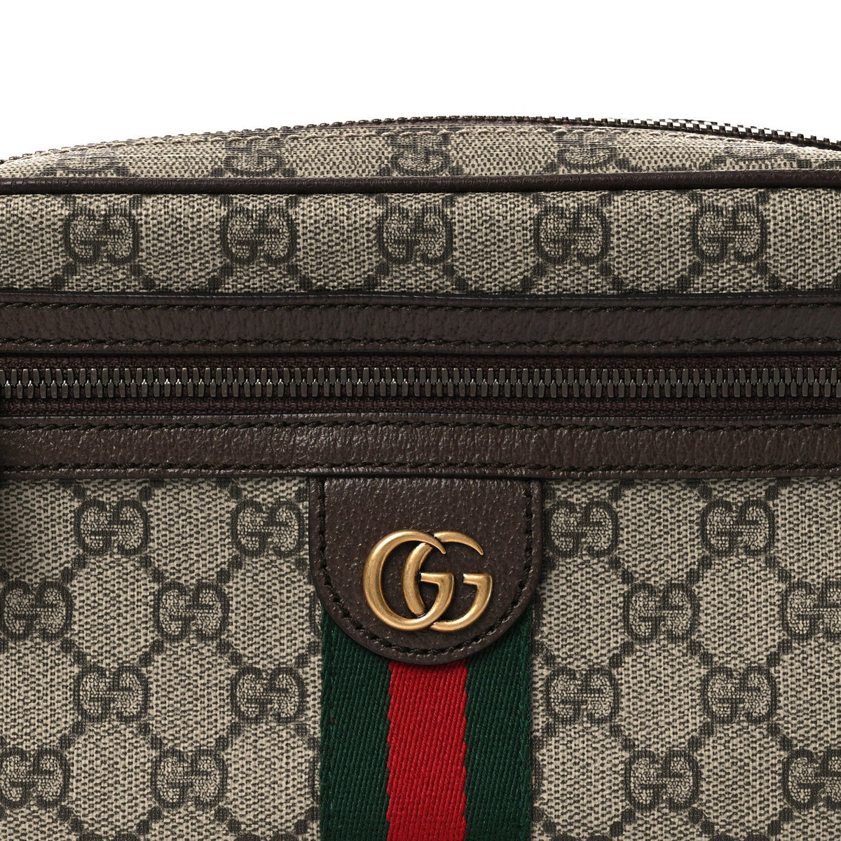 Soft GG Supreme Monogram Medium Ophidia Belt Bag  Dark Brown