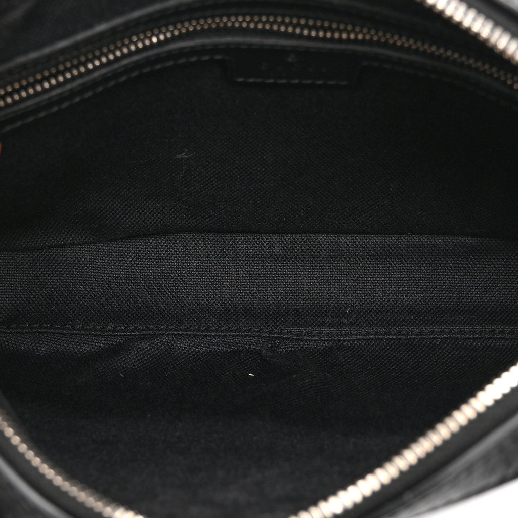 GG Supreme Monogram Azalea Calfskin Retro Interlocking G Wristlet Shoulder Bag Black