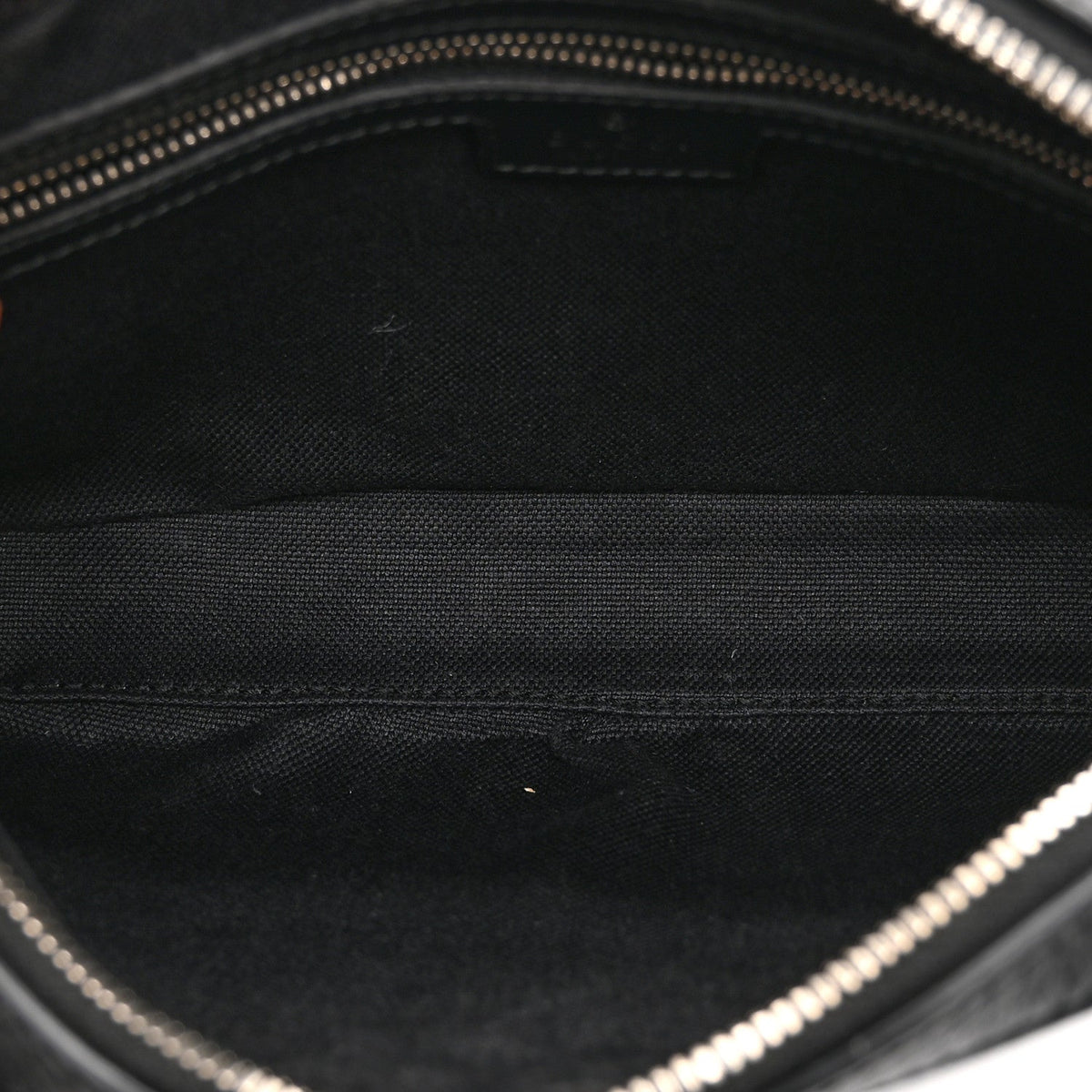 GG Supreme Monogram Azalea Calfskin Retro Interlocking G Wristlet Shoulder Bag Black