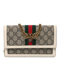 GG Supreme Monogram Web Queen Margaret Chain Wallet White