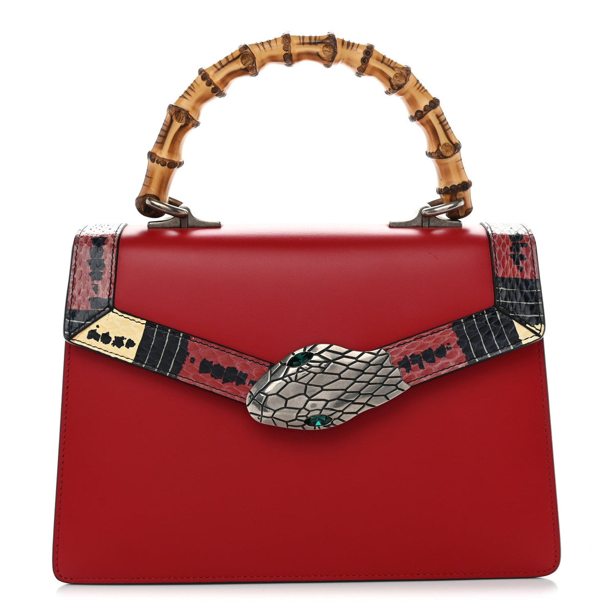 Calfskin Snakeskin Small Lilith Top Handle Bag Red
