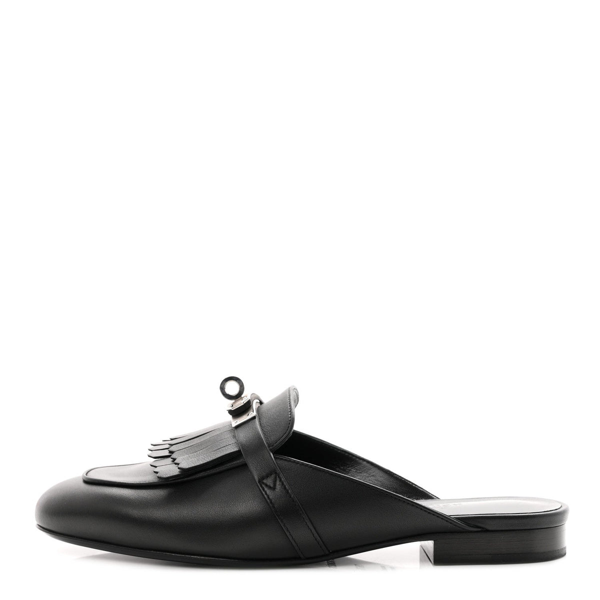 Fringed Calfskin Oz Mules 36.5 Black