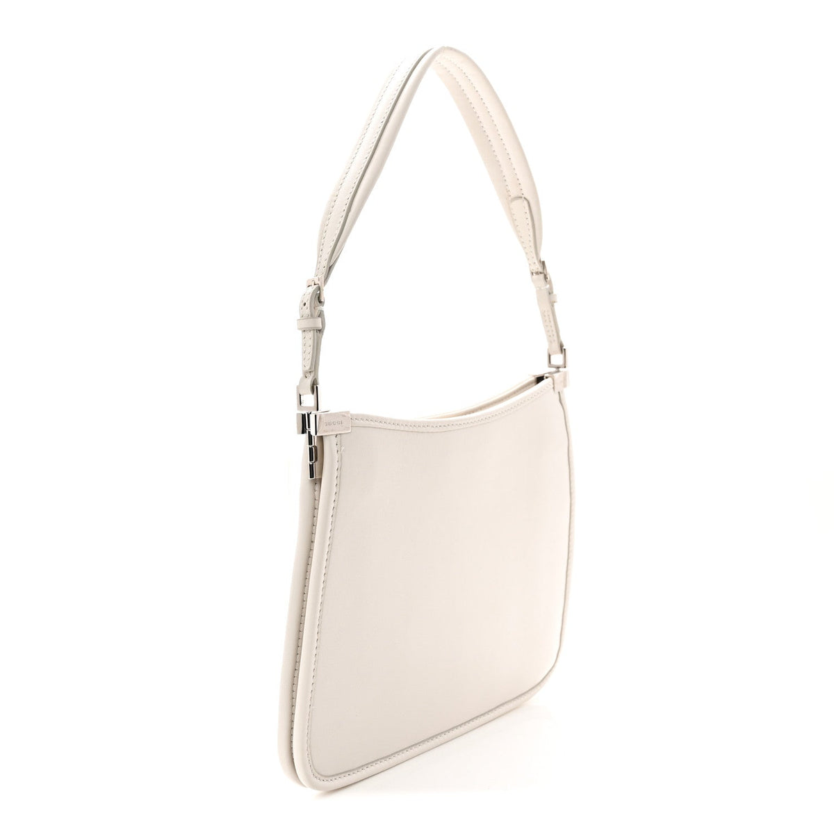 Calfskin Horsebit Slim Shoulder Bag White