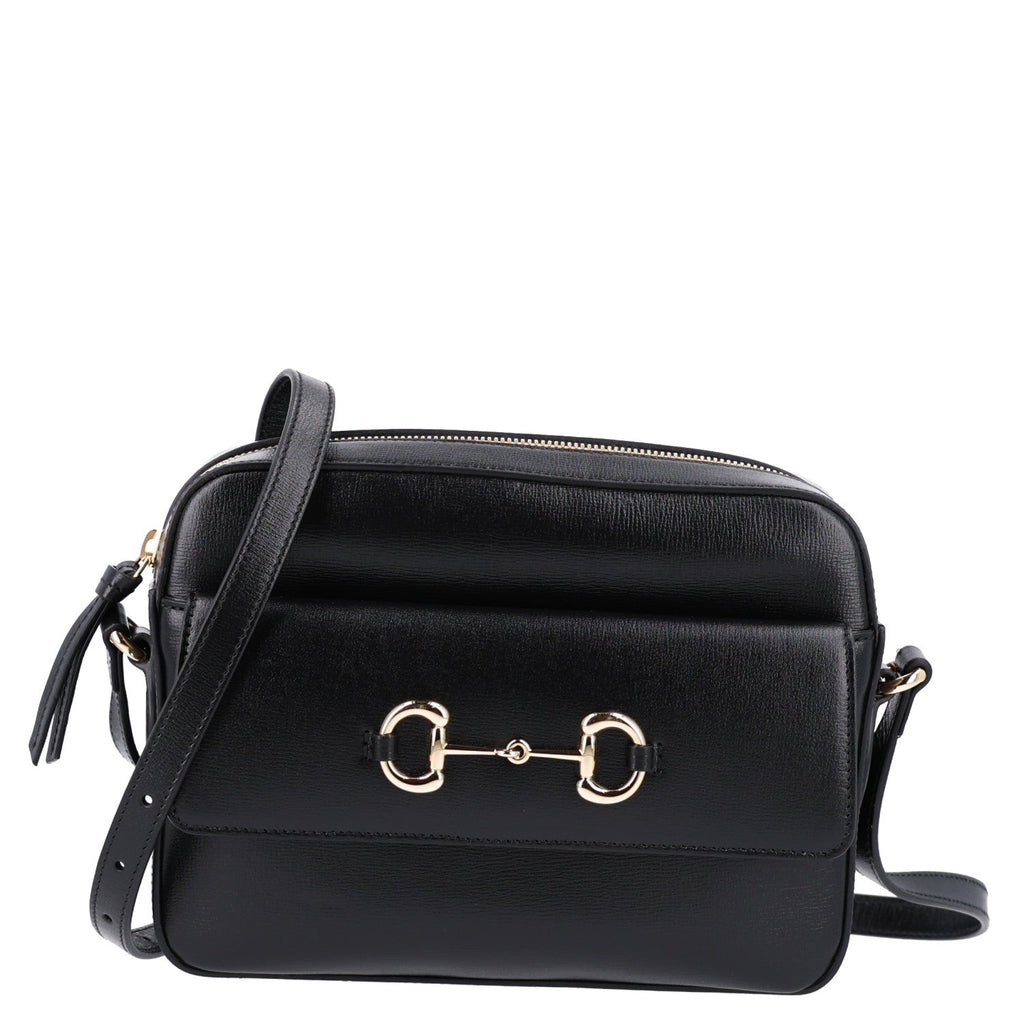 Textured Calfskin Small Horsebit 1955 Shoulder Bag Black
