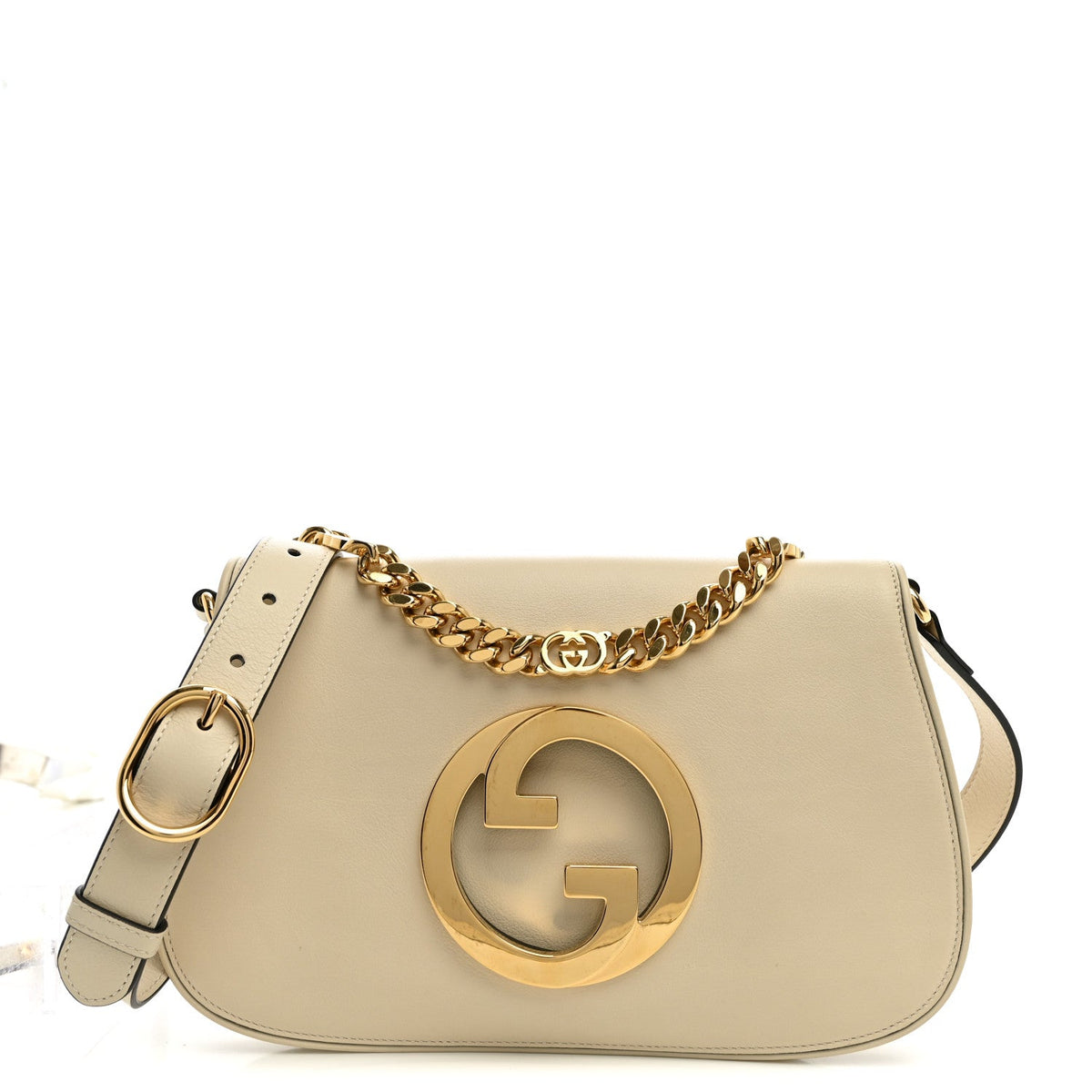 Roxy Calfskin Blondie Chain Shoulder Flap Bag Mystic White