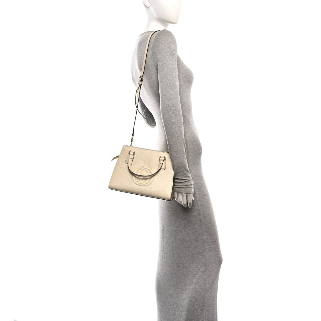 Dollar Calfskin Medium Soho Top Handle Satchel Ivoire