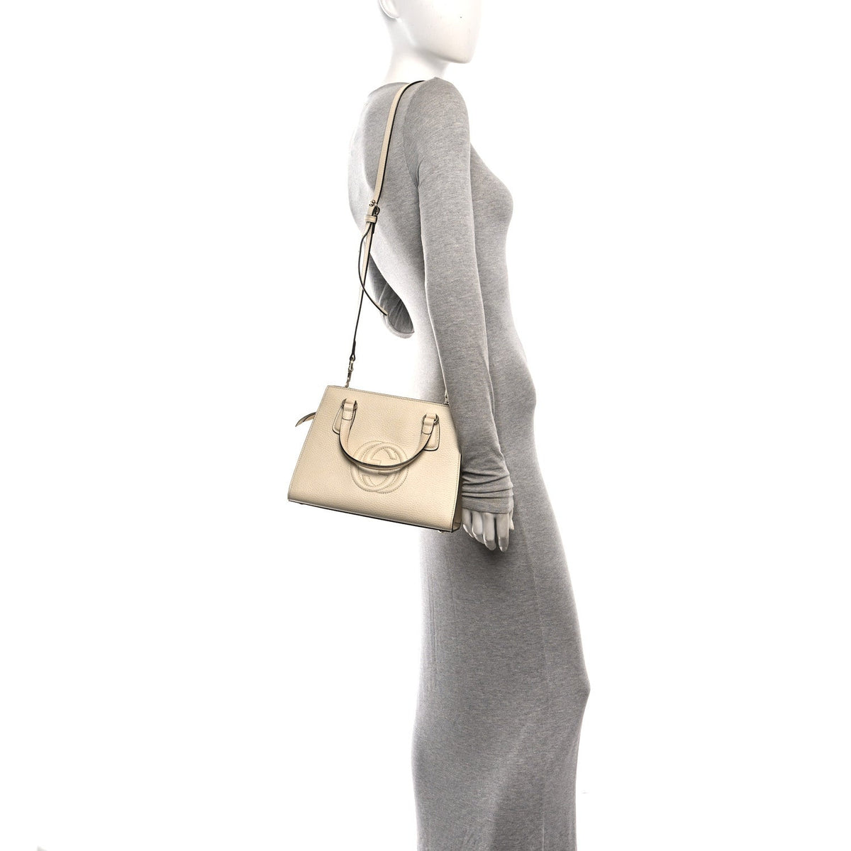 Dollar Calfskin Medium Soho Top Handle Satchel Ivoire