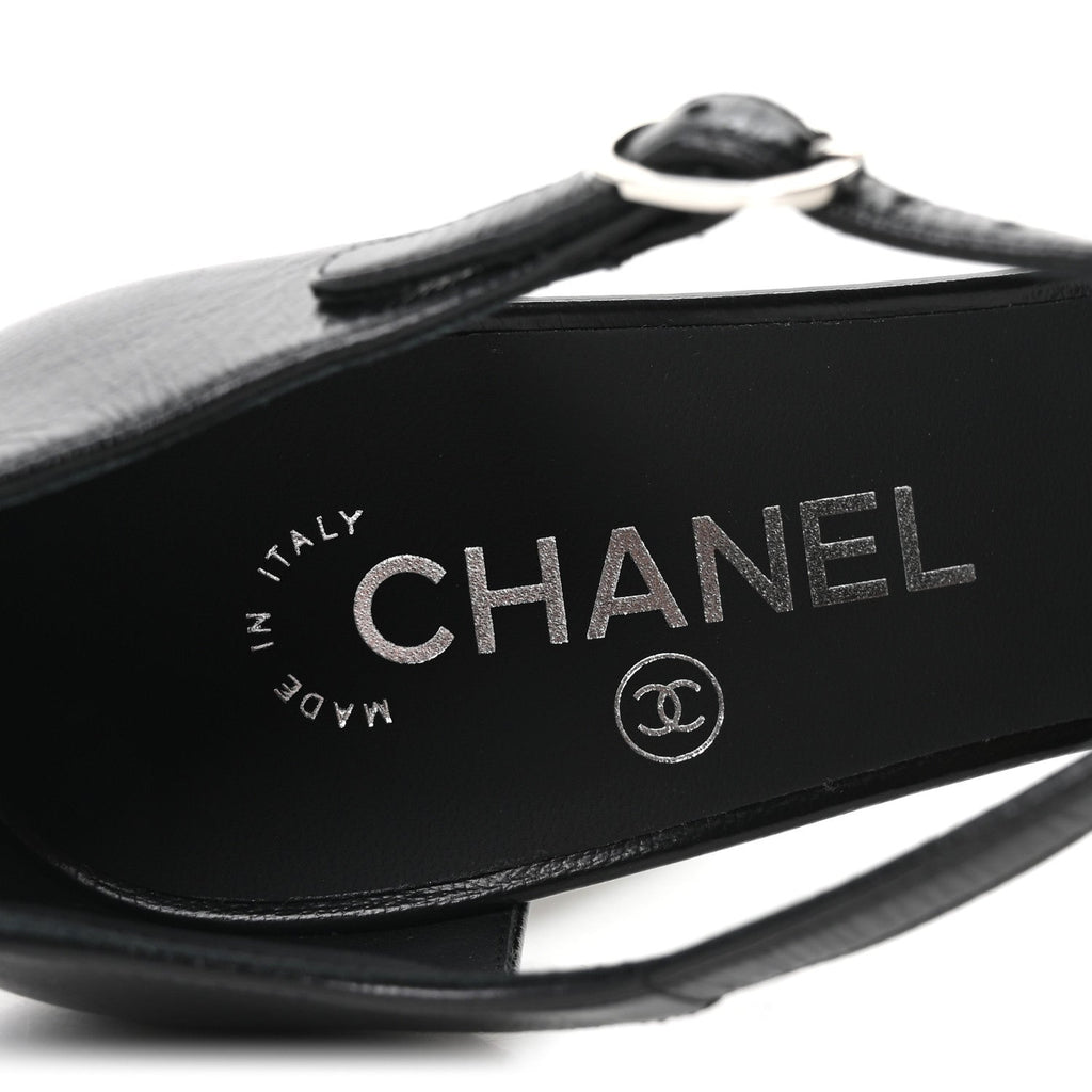 Shiny Lambskin Sandals 39.5 Black