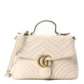 Calfskin Matelasse Small GG Marmont Top Handle Shoulder Bag White