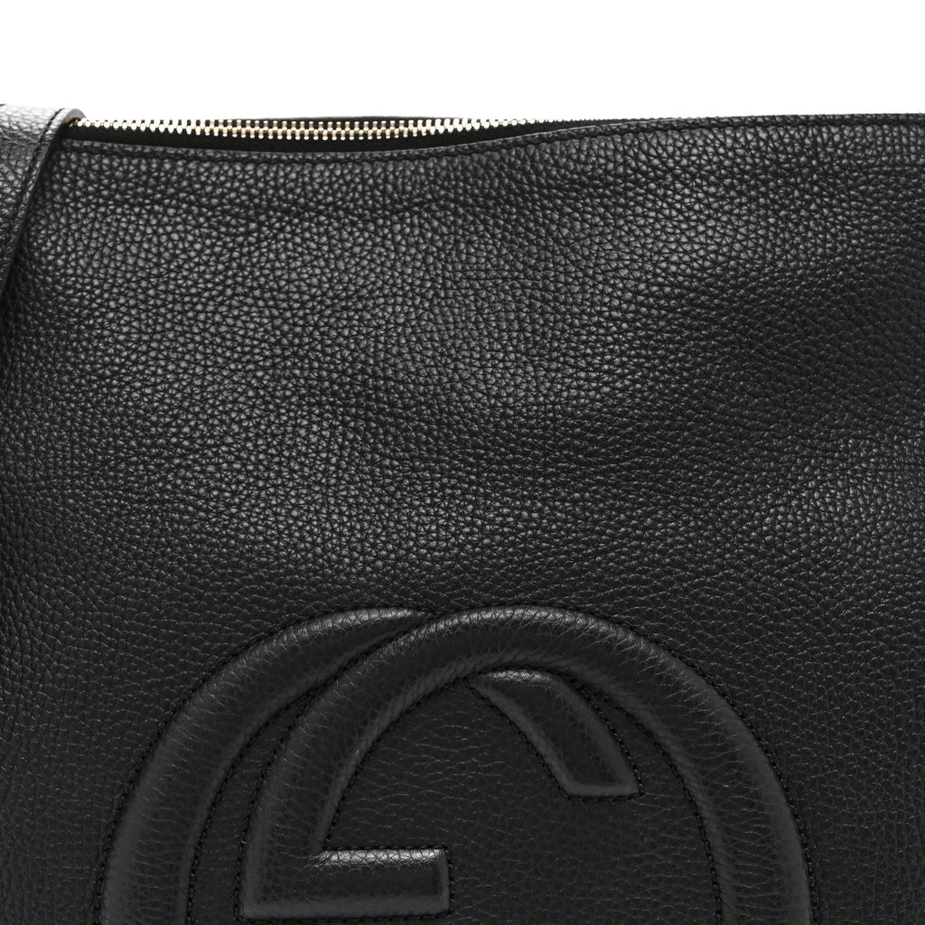 Pebbled Calfskin Large Soho Hobo Black