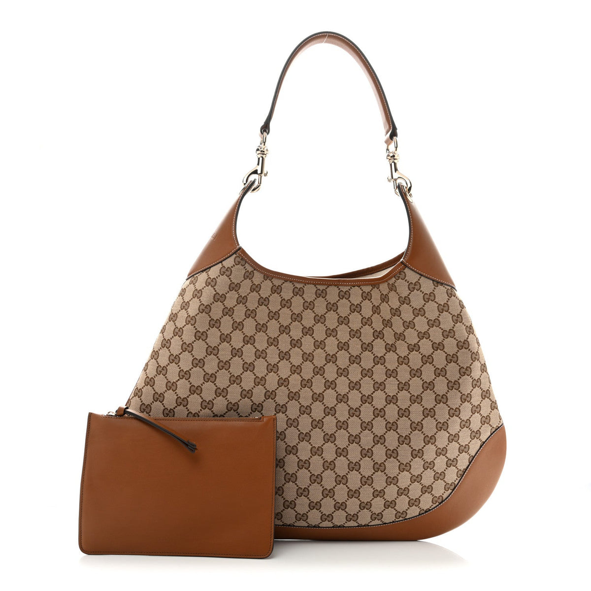 GG Supreme B Large Shoulder Bag Beige Dark Brown