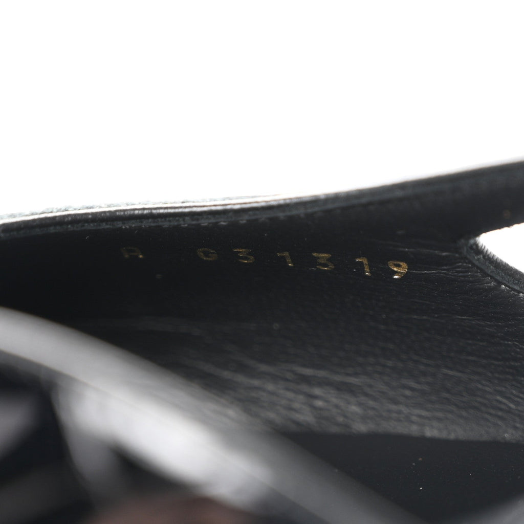 Crocodile Embossed Patent Calfskin Cap Toe CC Slingbacks 39 Black