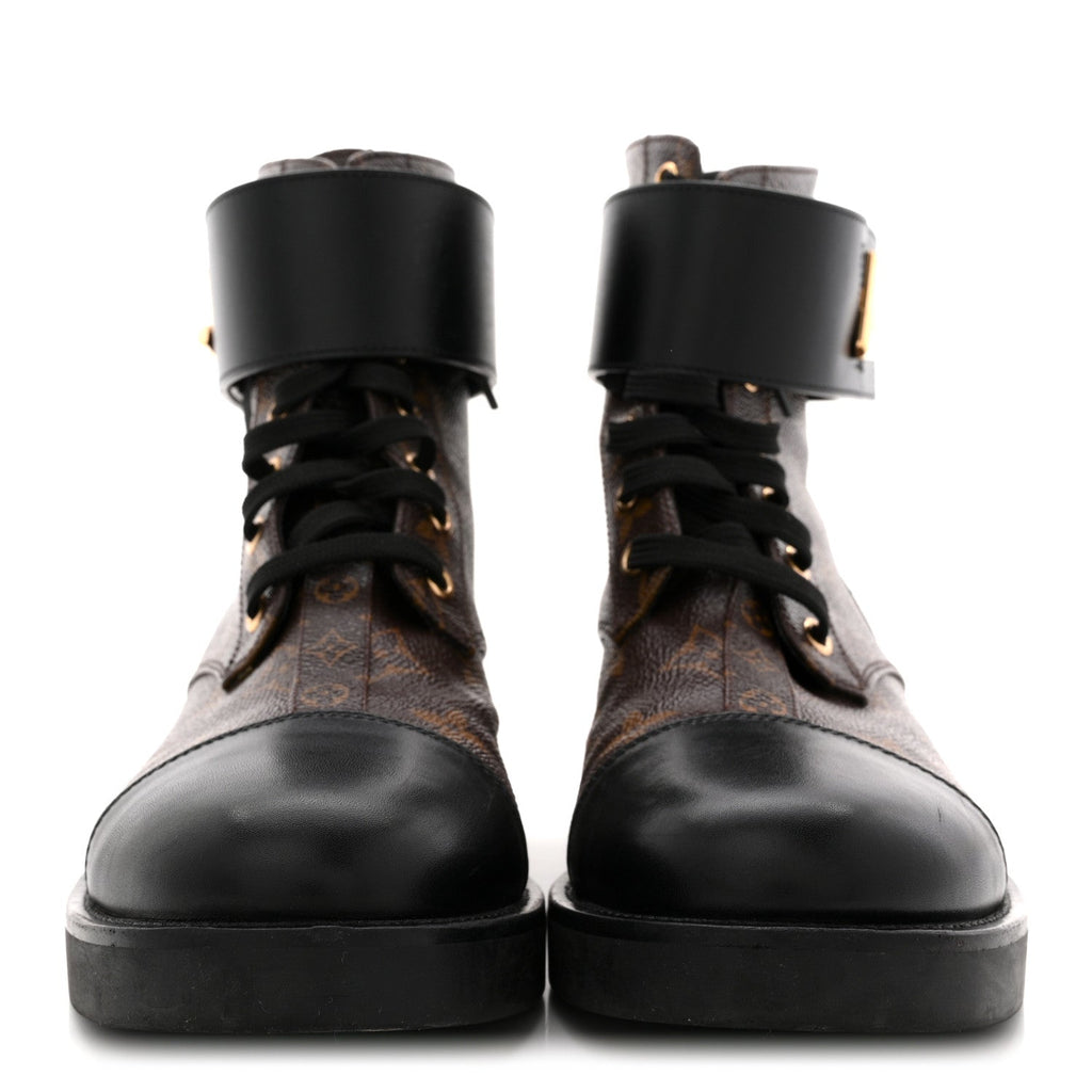 Calfskin Monogram Wonderland Flat Ranger Boots 39 Black