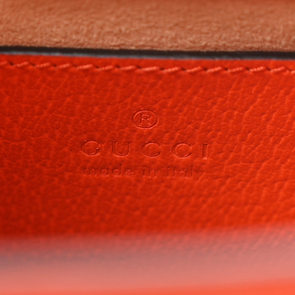 Textured Dollar Calfskin Web Mini Diana Tote Bag Deep Orange Spicy Cyclamin