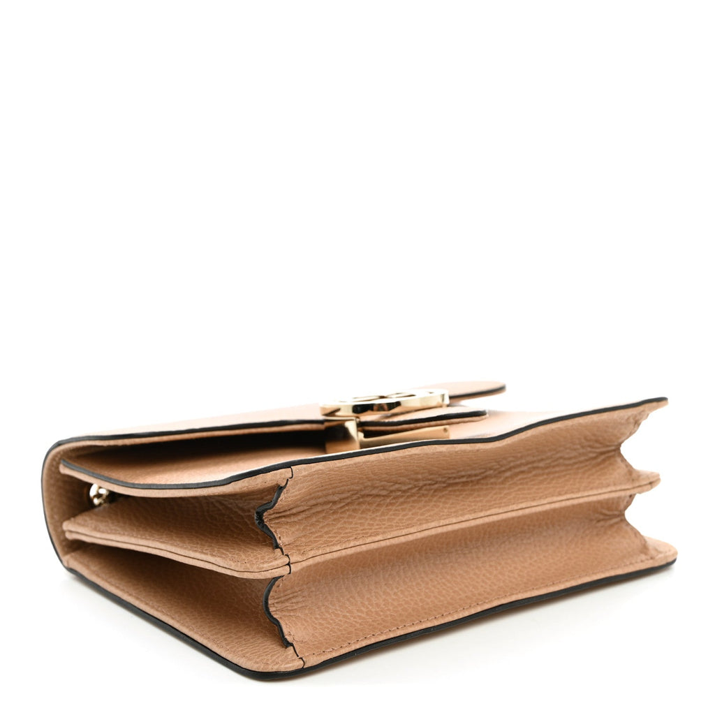 Dollar Calfskin Small Interlocking G Shoulder Bag Camelia