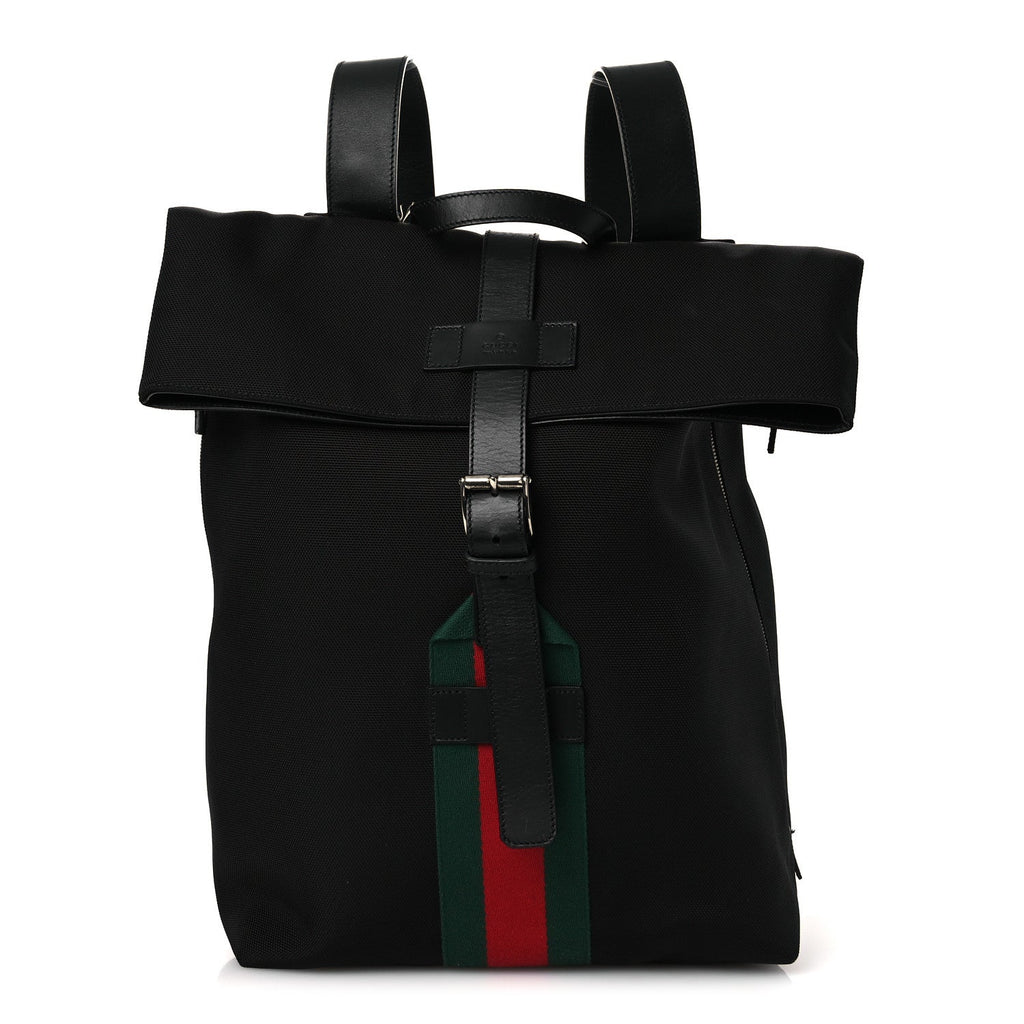 Techno Canvas Web Single Buckle Backpack Black