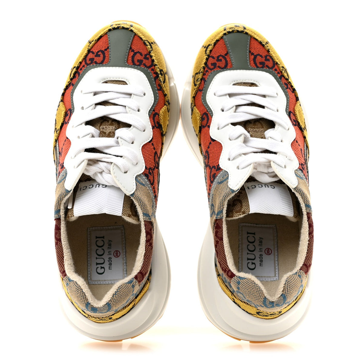 Monogram Multicolor Demetra Womens Rhyton Sneakers 35.5 Yellow Blue Great White Tabasco