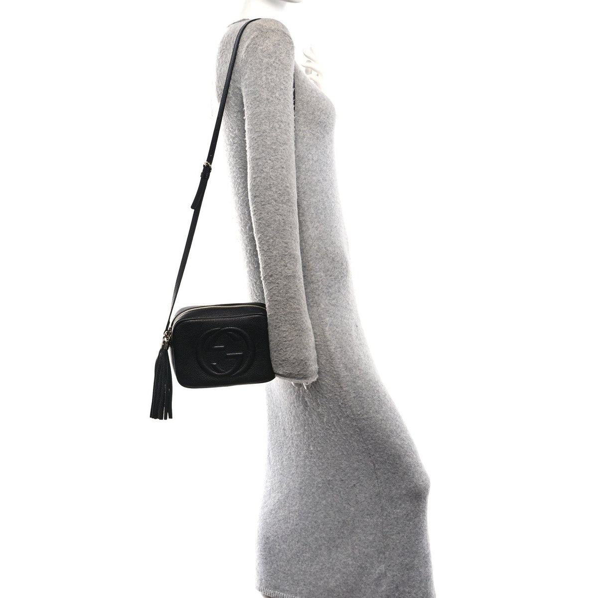 Pebbled Calfskin Small Soho Disco Bag Black