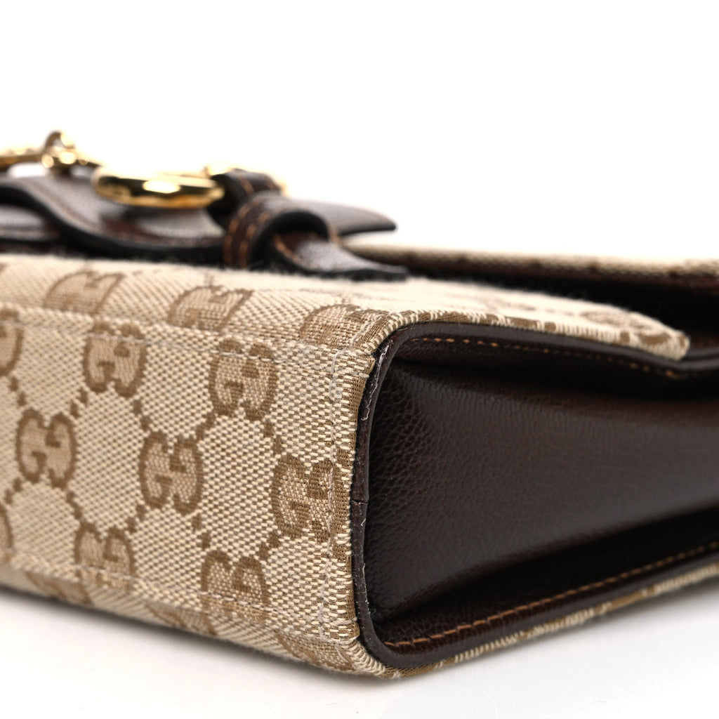 Monogram Medium Ristretto Horsebit Flap Shoulder Bag Sand Brown
