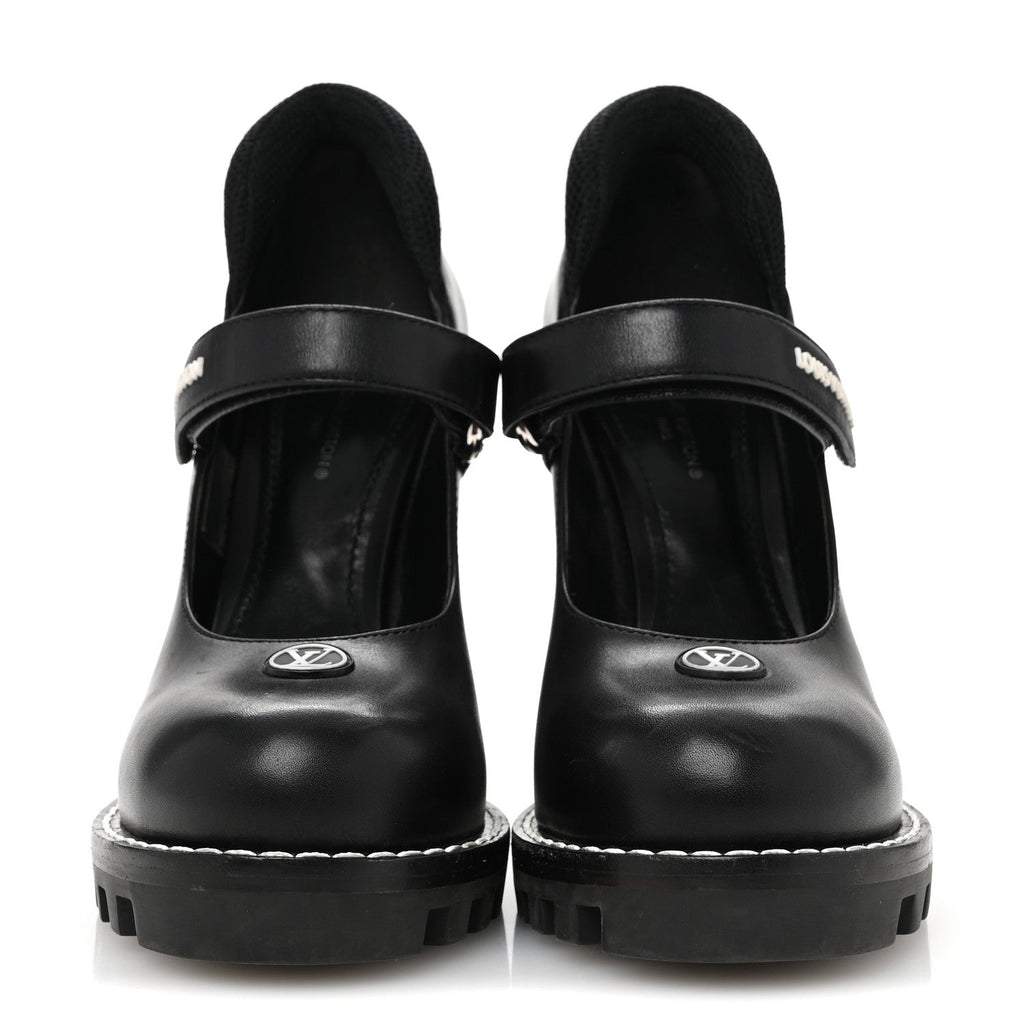 Calfskin Star Trail Ankle Pumps 37 Black