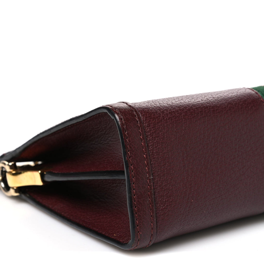 Calfskin GG Web Small Ophidia Chain Shoulder Bag Vintage Bordeaux