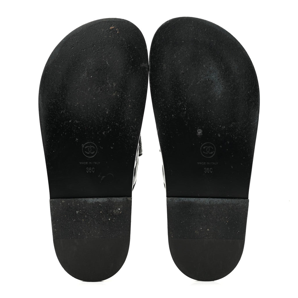 Crumpled Shiny Lambskin Velcro Dad Sandals 36 Black