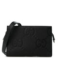 Monogram Jumbo GG Textured Dollar Calfskin Crossbody Bag Black