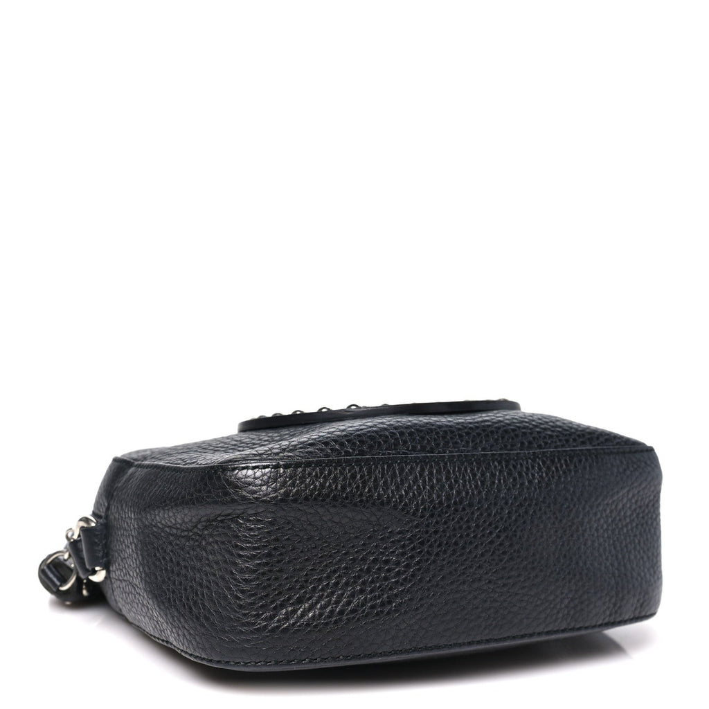 Pebbled Calfskin Studded Small Soho Disco Bag Black