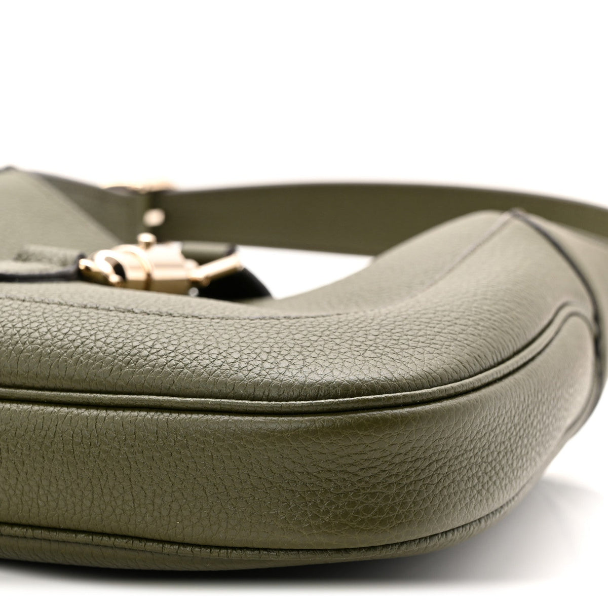 Grained Calfskin Web Medium Jackie 1961 Hobo Dark Green