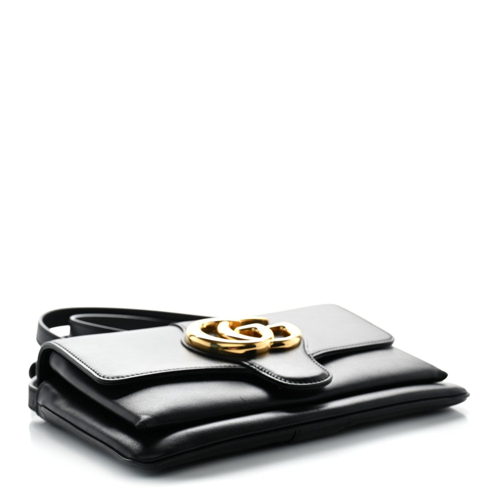 Vitello Palmellato Lux Small Arli Flap Shoulder Bag Black