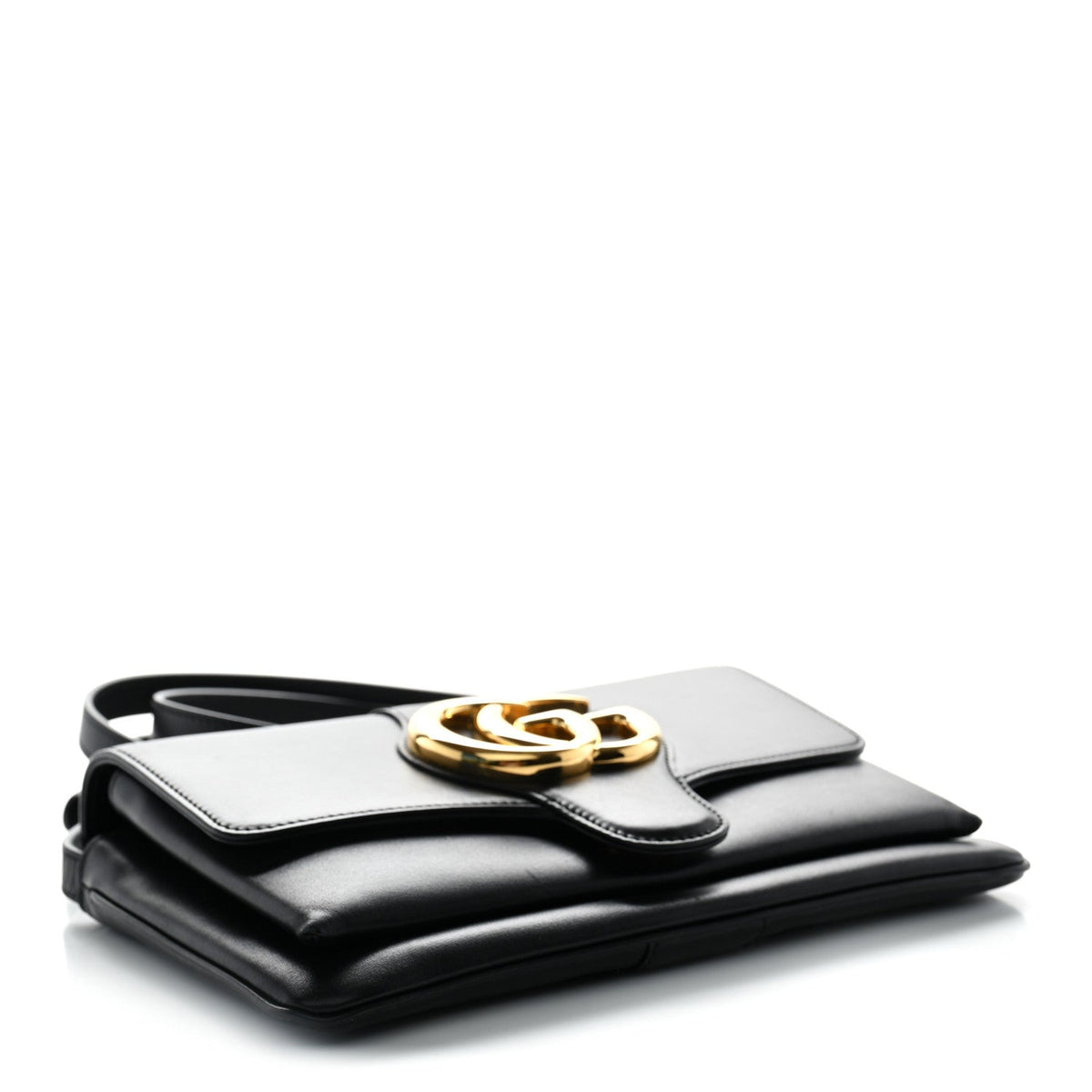 Vitello Palmellato Lux Small Arli Flap Shoulder Bag Black