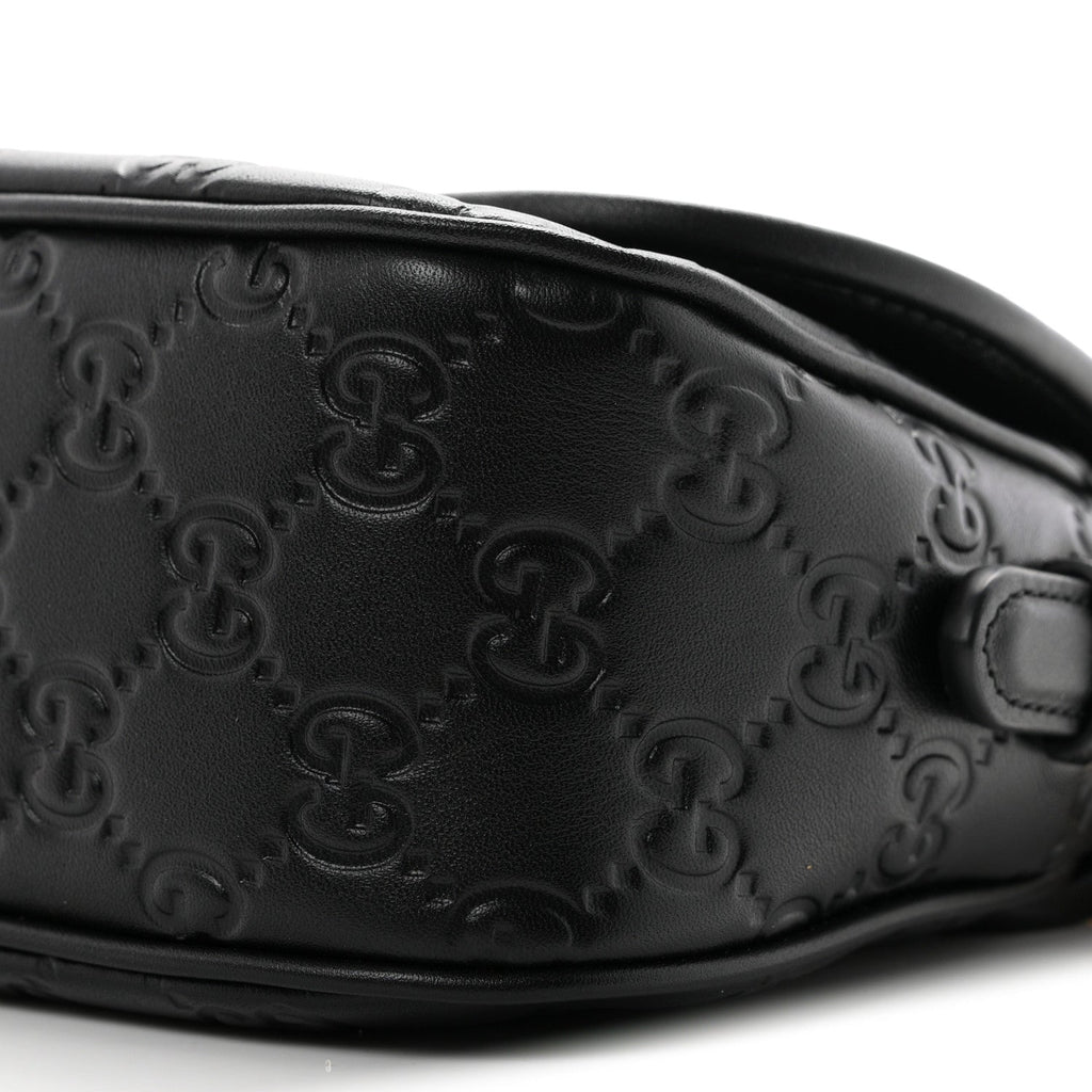 GG Calfskin Embossed Emblem Arabella Bag Black