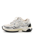 Fabric Laminated Calfskin Stretch CC Sneakers 36.5 White Silver