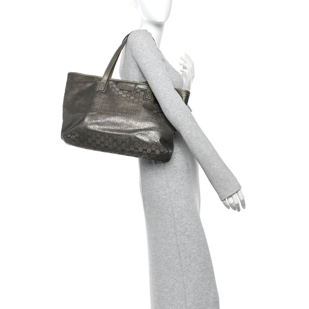 Imprime Monogram Medium Zippered Shopping Tote Pewter