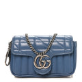Calfskin Matelasse Aria Super Mini GG Marmont Shoulder Bag Clear Blue