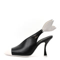 Lambskin Slingback Pumps 36.5 Black White